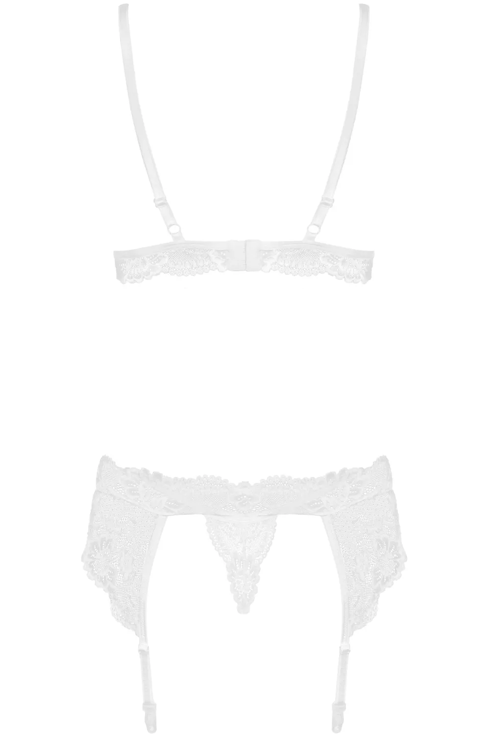 810 Bra. Thong & Suspender Belt White