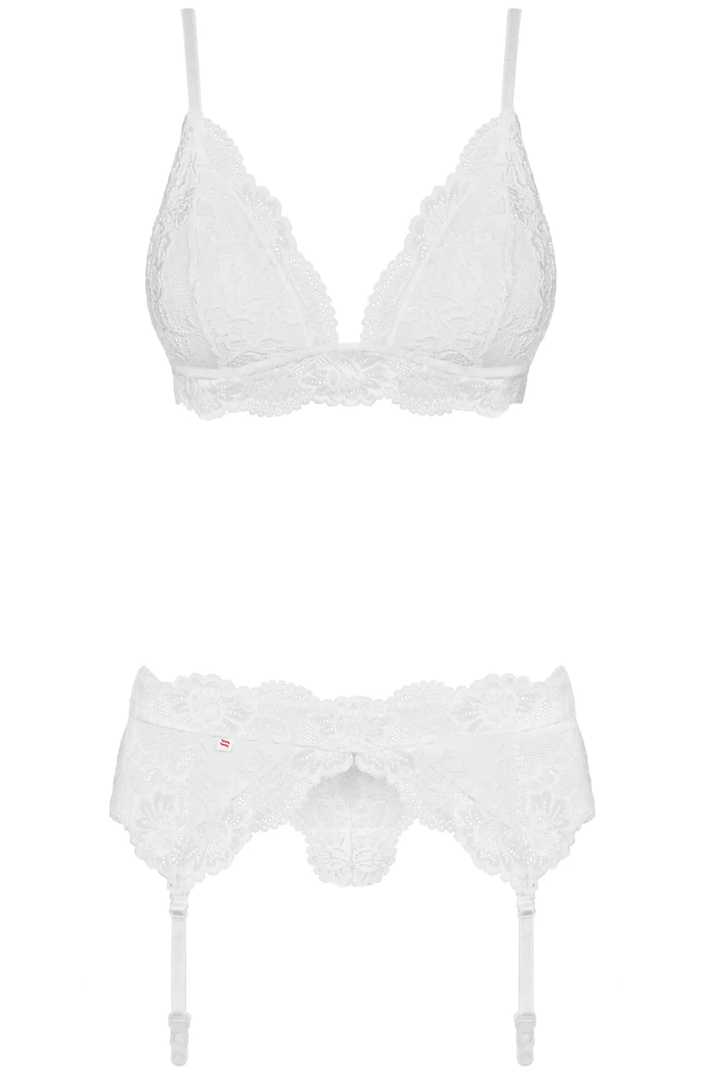 810 Bra. Thong & Suspender Belt White
