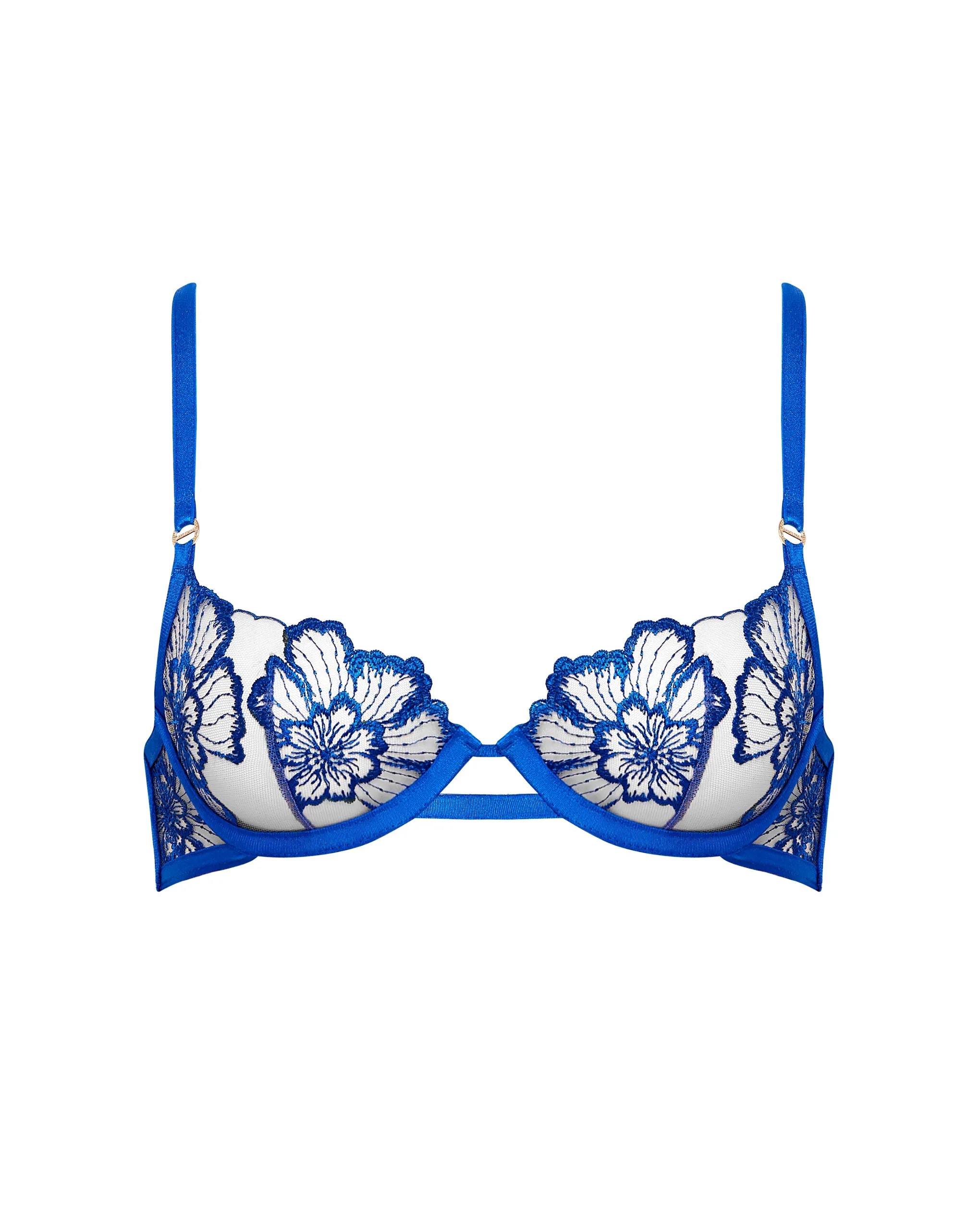 Catalina Embroidered Sheer Bra Blue