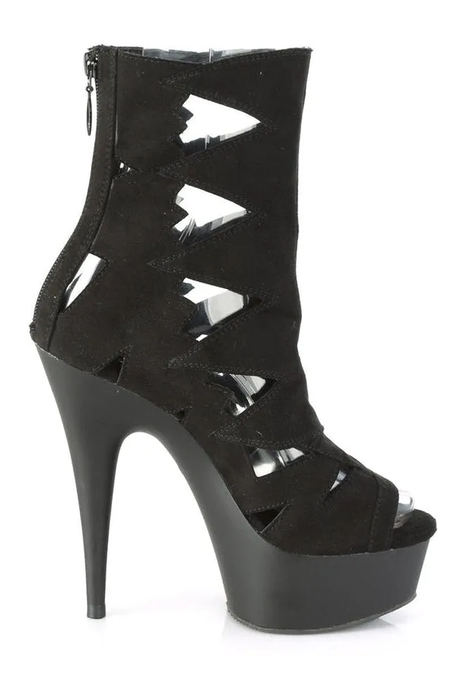 DELIGHT-1014 Exotic Ankle Boot | Black Faux Suede