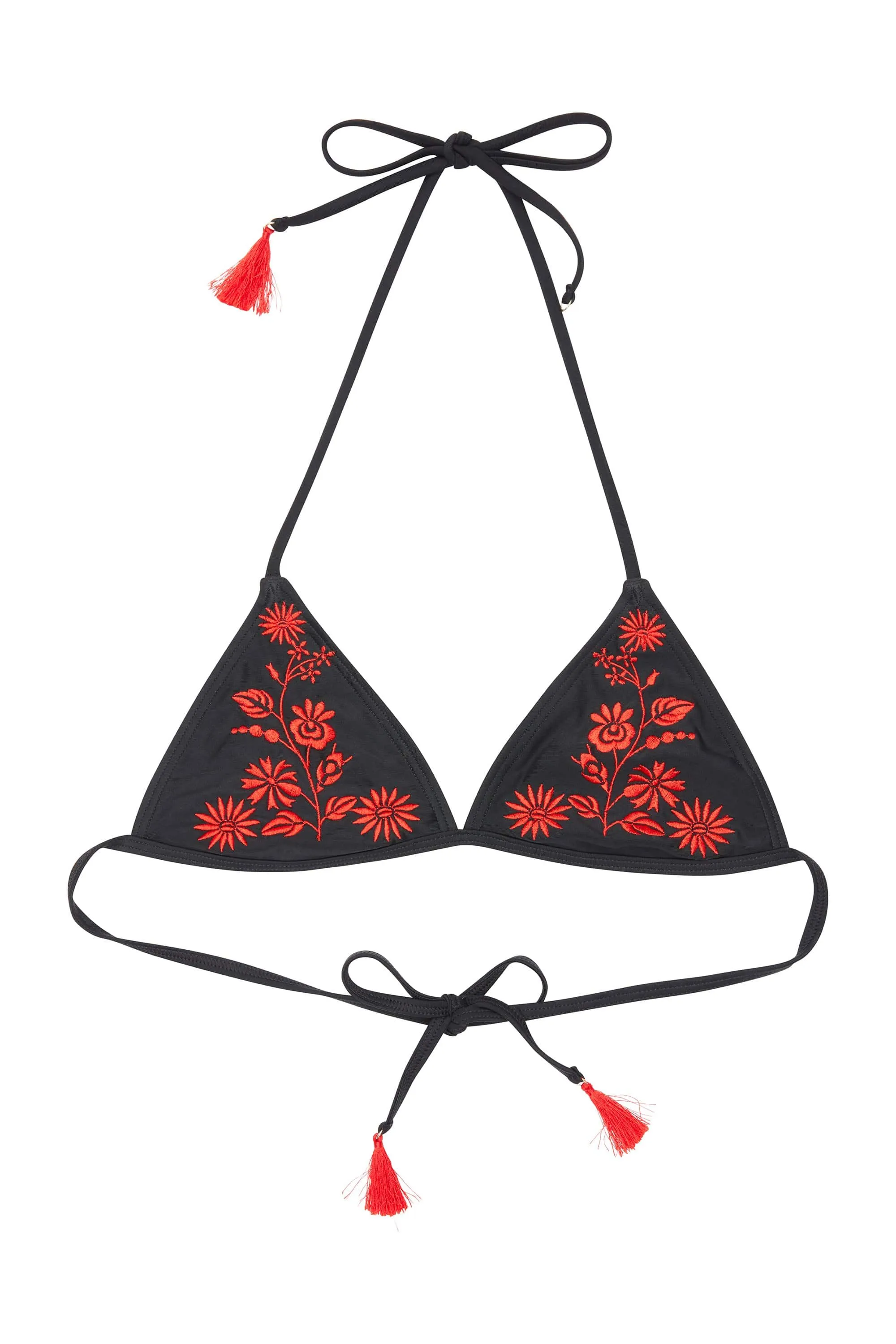 Eco Micro Embroidered tassle triangle top