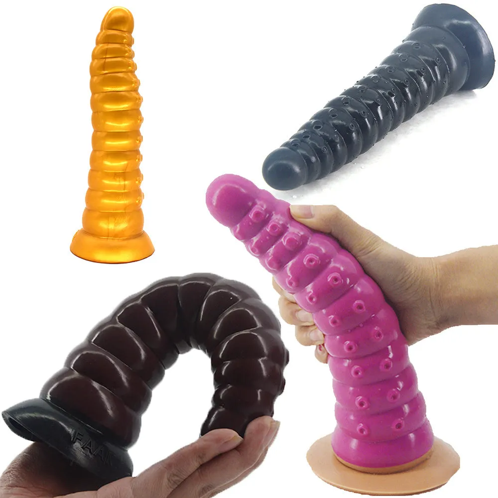 FAAK G121 Large Dildo Liquid Silicone Ridged Alien Tentacle Anal Plug Sex Toy