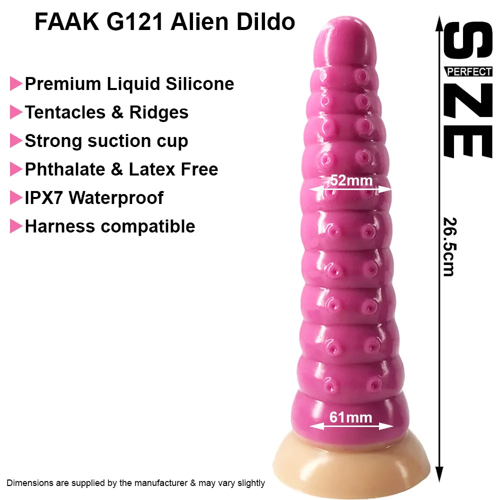 FAAK G121 Large Dildo Liquid Silicone Ridged Alien Tentacle Anal Plug Sex Toy
