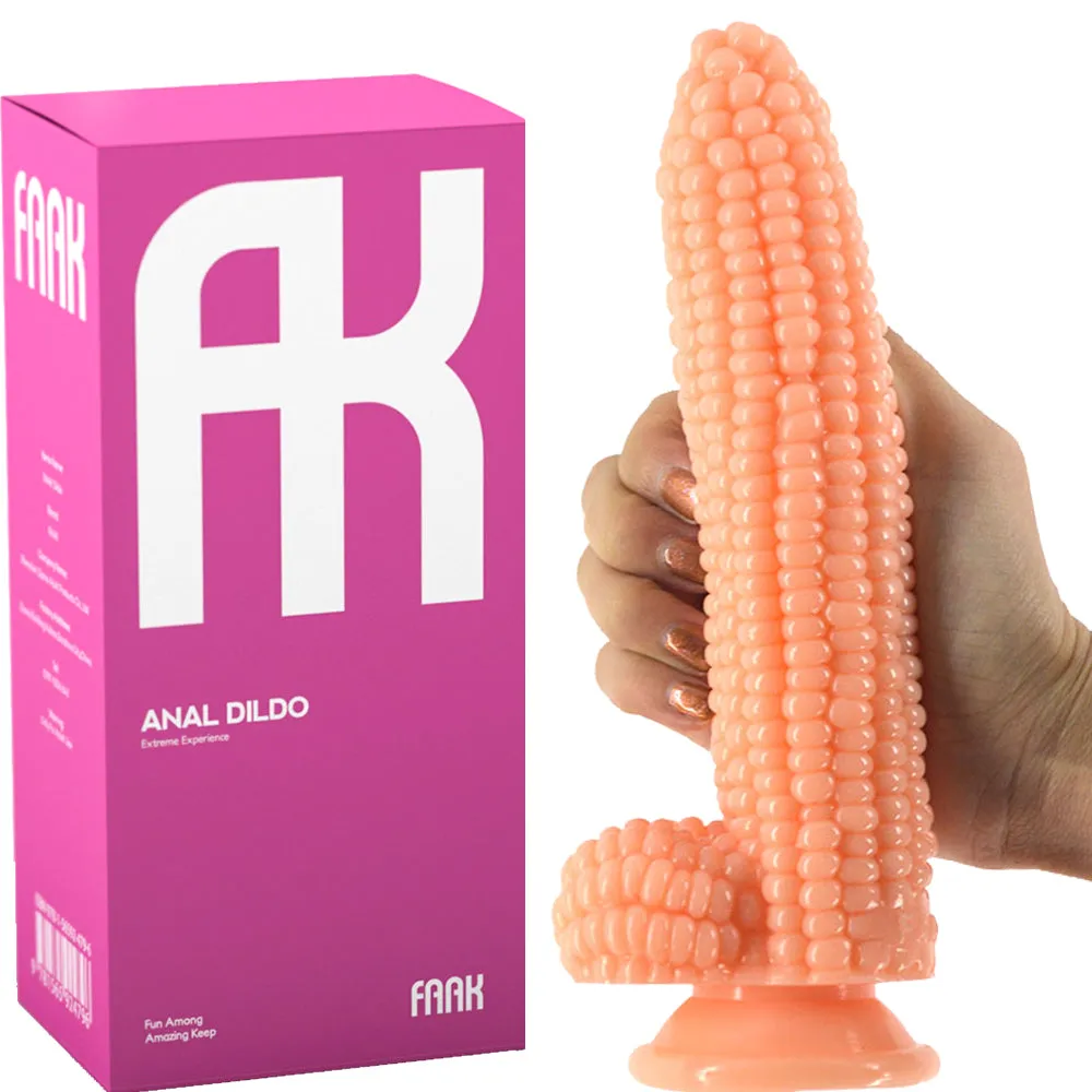 FAAK Realistic 8.2 Corn Beaded Anal Butt Plug 21cm Dildo Suction Cup Balls Dong