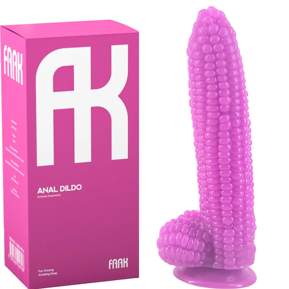 FAAK Realistic 8.2 Corn Beaded Anal Butt Plug 21cm Dildo Suction Cup Balls Dong