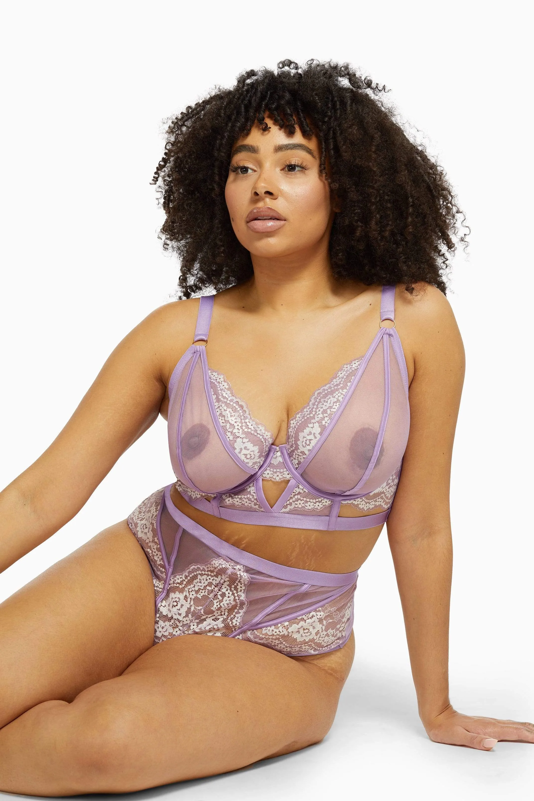 Fenella Lace and Net Longline Bra