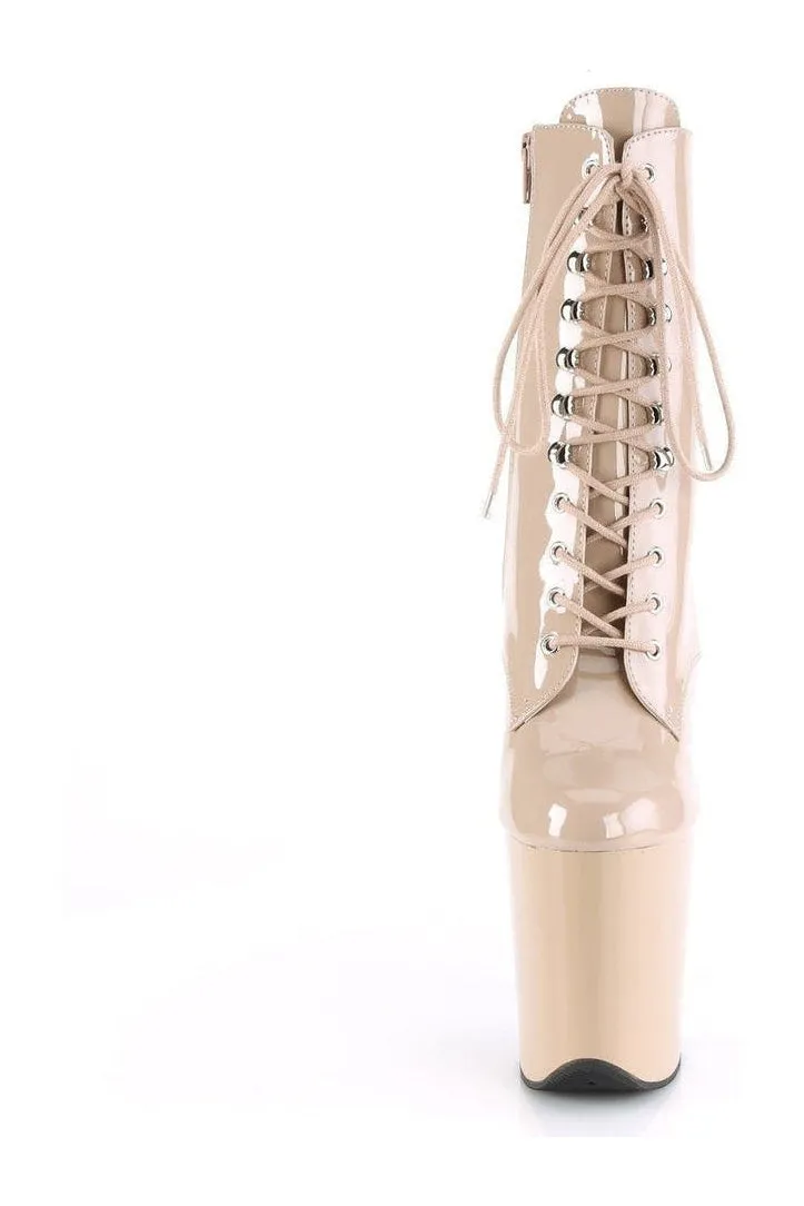 FLAMINGO-1020 Exotic Platform Boot | Nude Patent