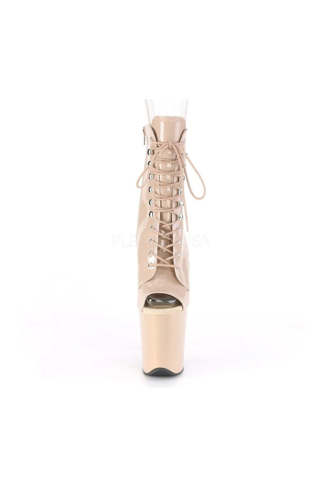 FLAMINGO-1021 Exotic Platform Sandal | Nude Patent