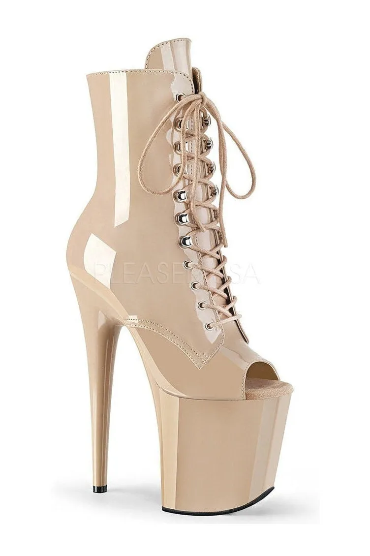 FLAMINGO-1021 Exotic Platform Sandal | Nude Patent