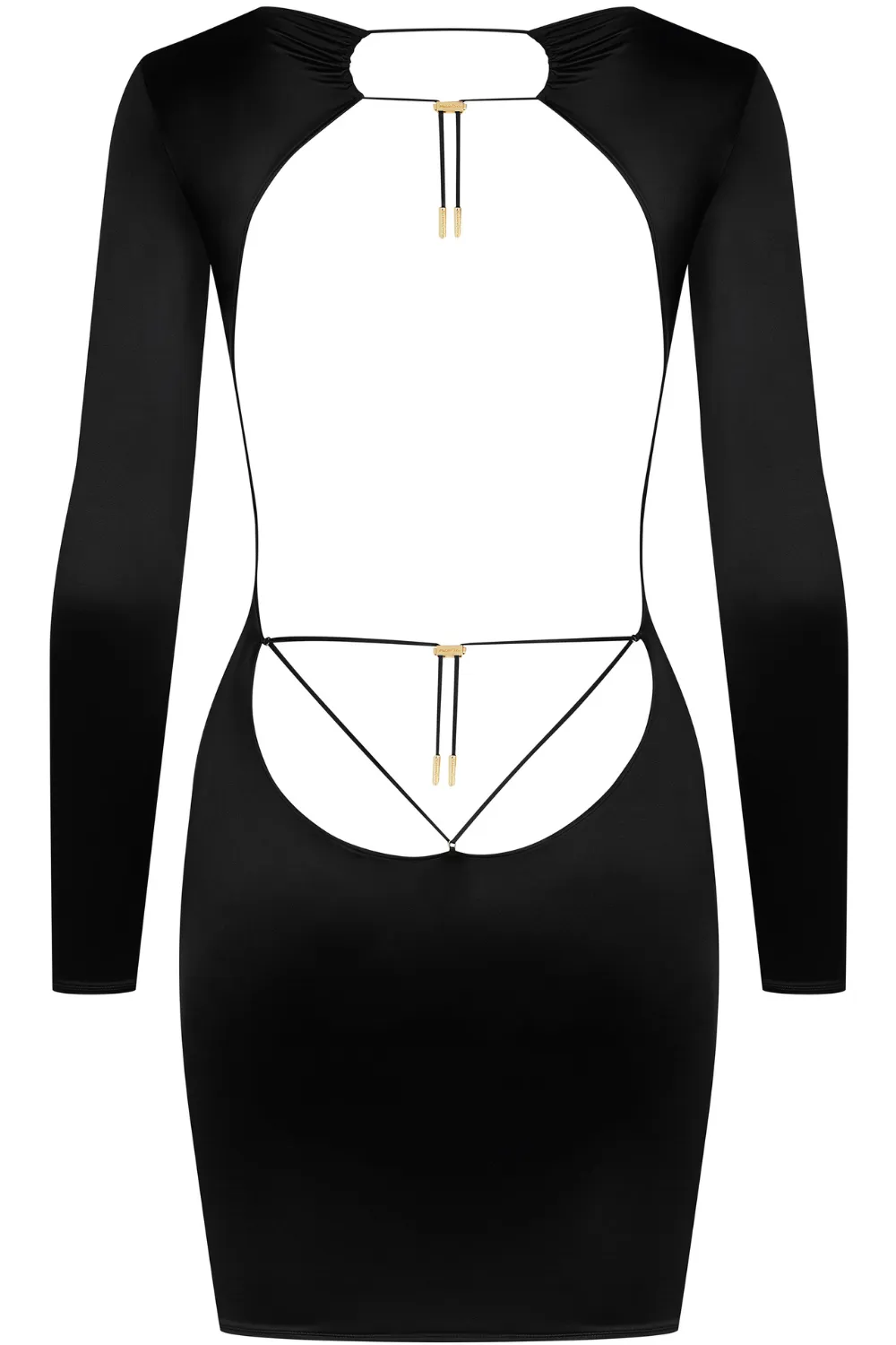 French Kiss Long Sleeve Short Dress Black
