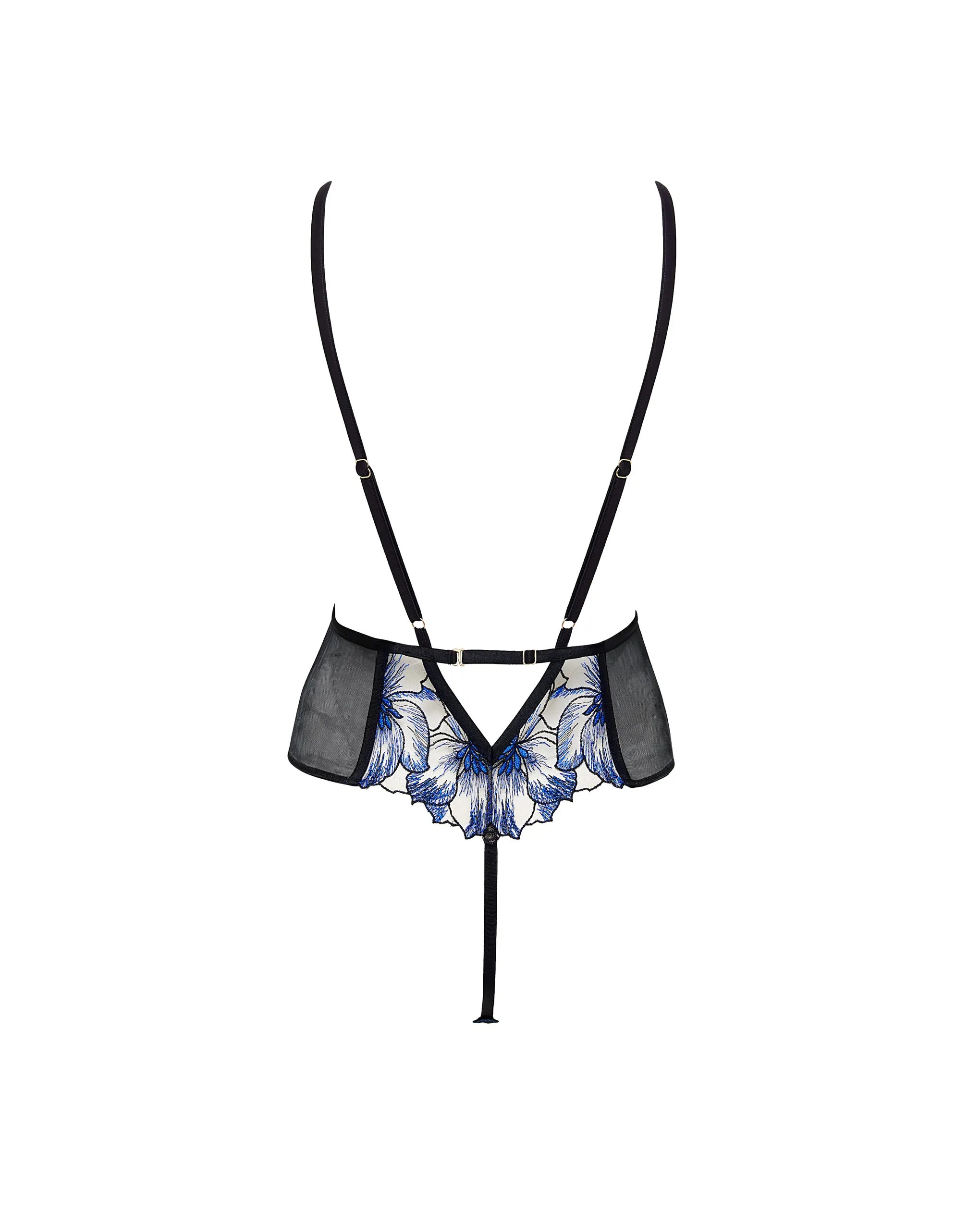 Lyandra Floral Embroidered Bodysuit Blue