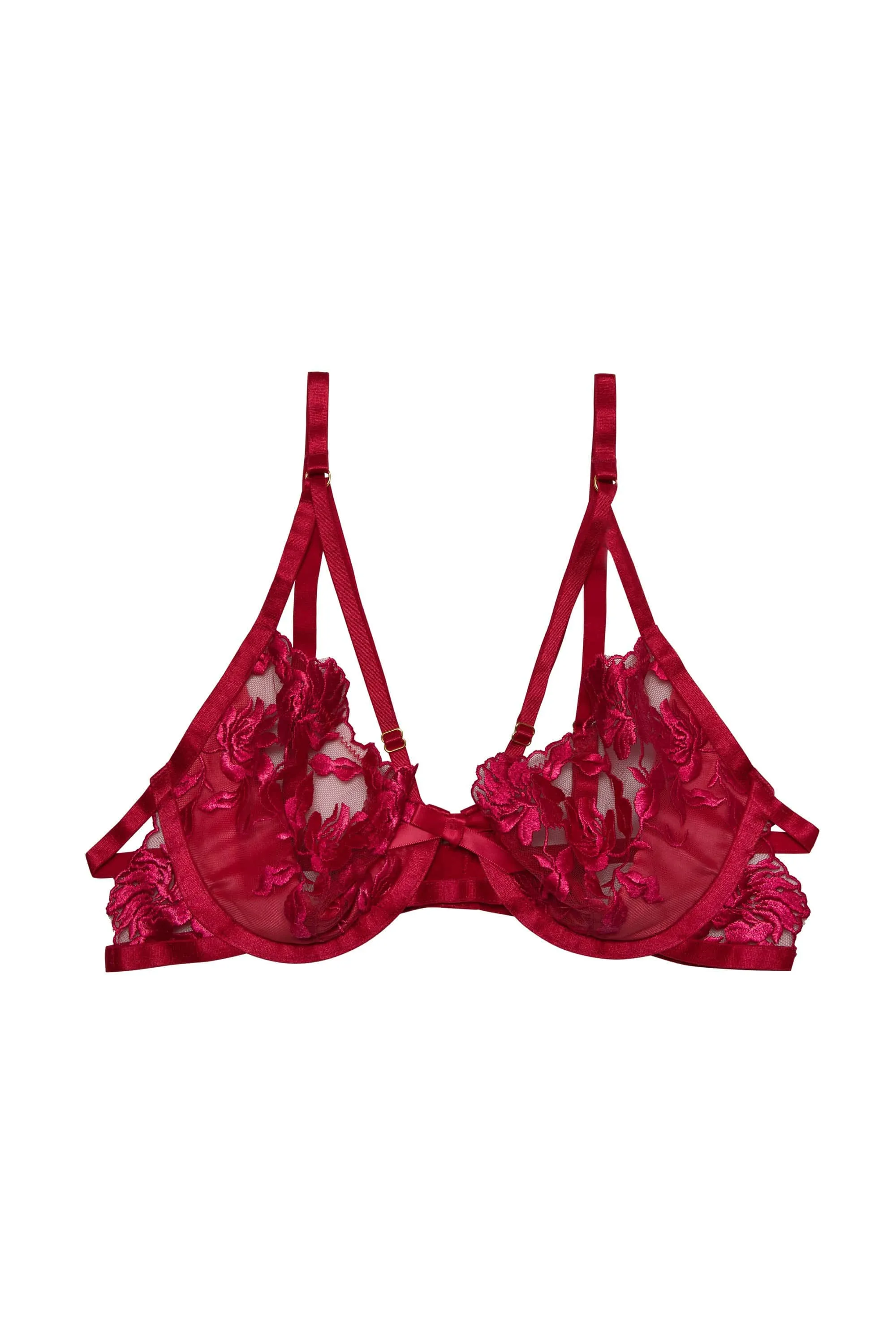 Mia Hot Pink Embroidered Satin & Mesh Bra