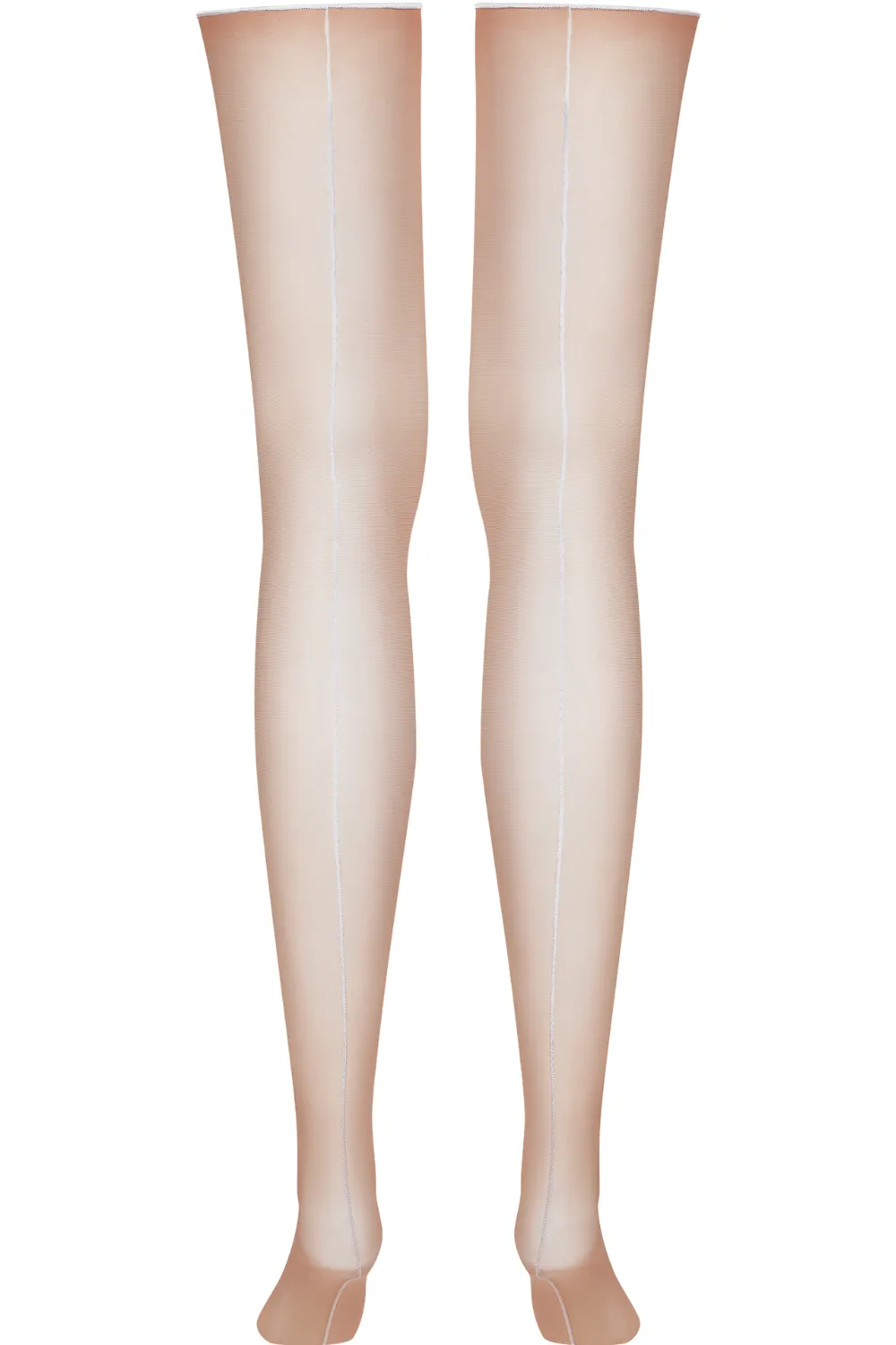 Nude Cut & Curled White Seam Stockings 20 Denier