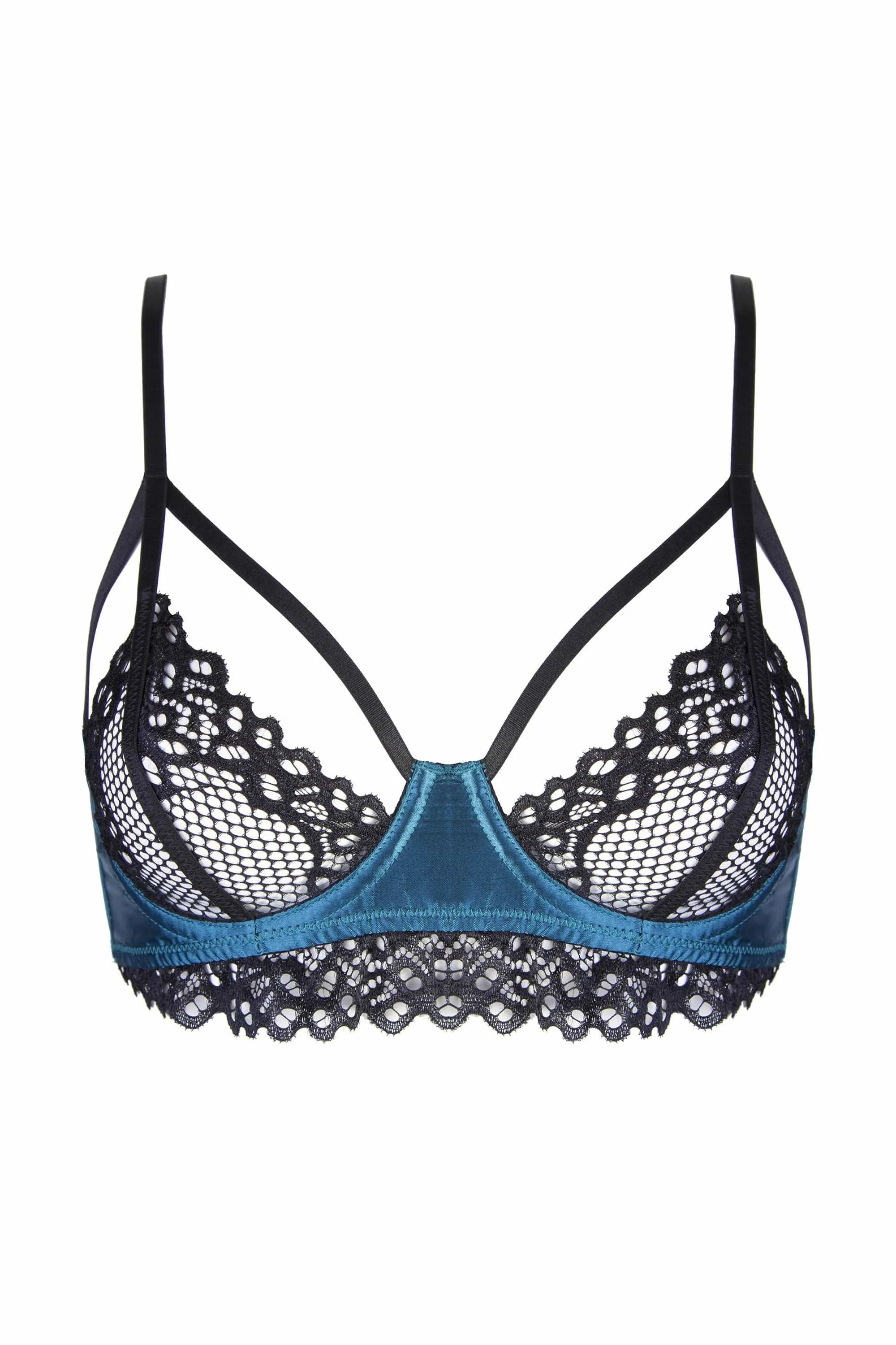 Peek & Beau Kay Teal and Black Lace Bra A - DD