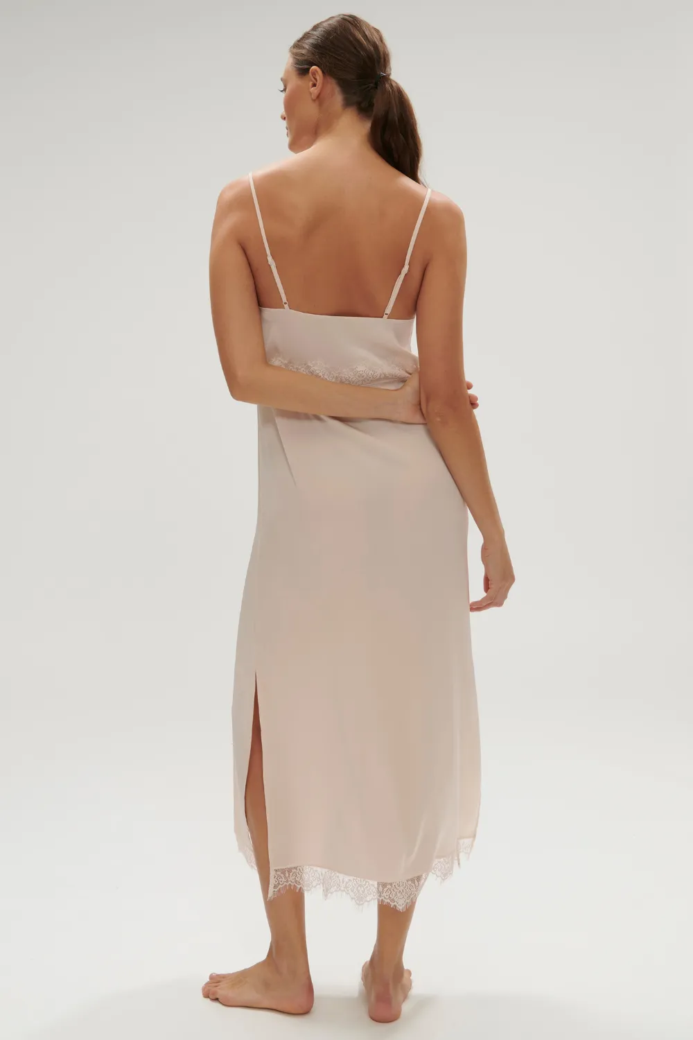 Satin Secrets Long Nightdress in Rose Sakura. Size 1 (UK 8-10)