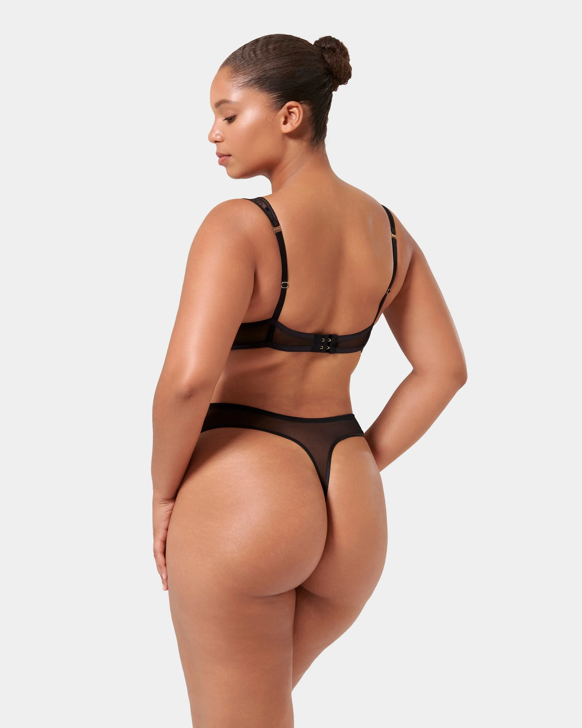 Seraphim Embroidered Sheer Bra Black