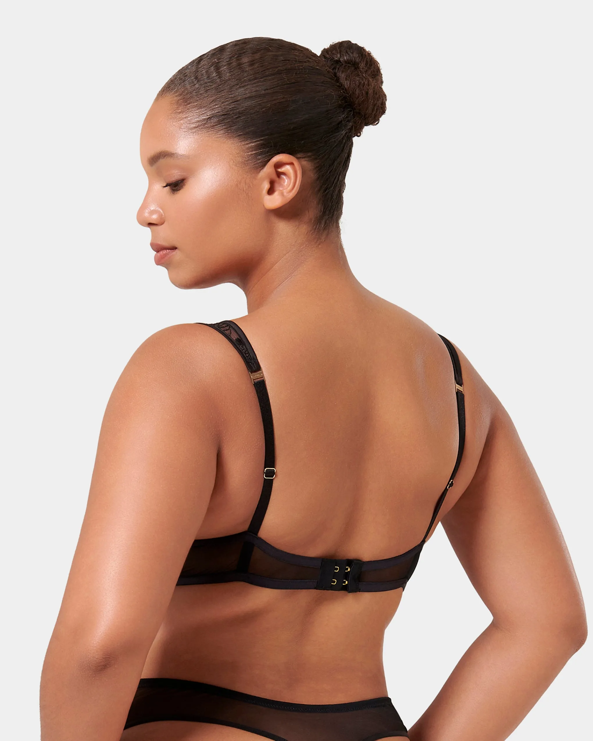 Seraphim Embroidered Sheer Bra Black