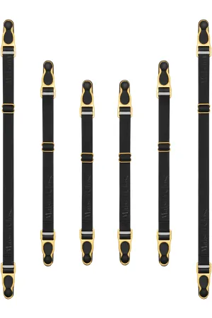 Set of 6 Suspender Straps in Black/Gold