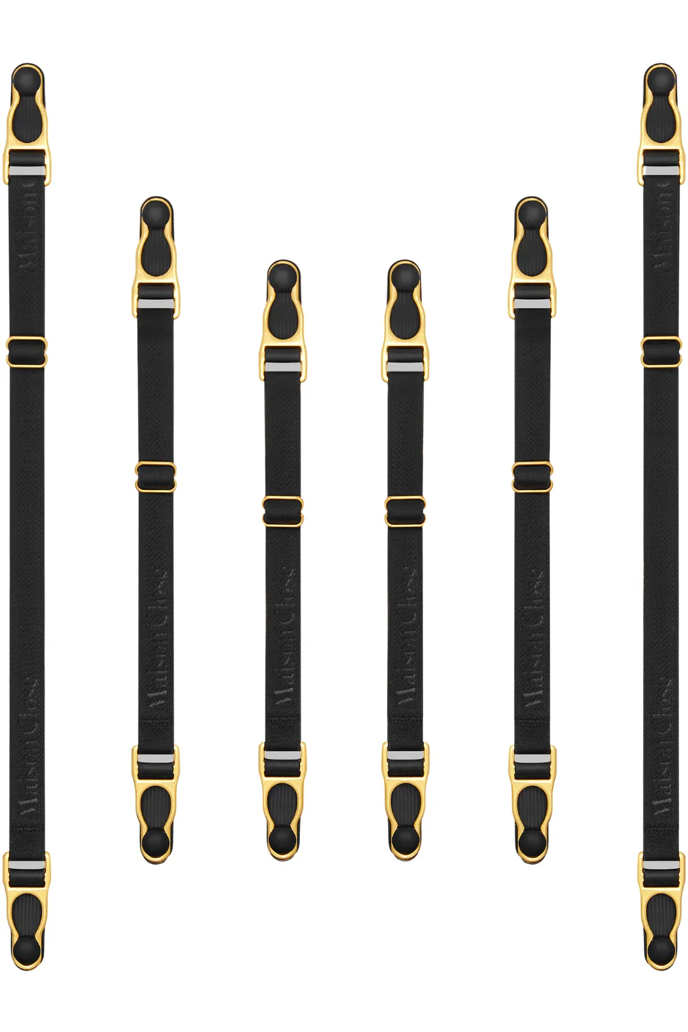 Set of 6 Suspender Straps in Black/Gold