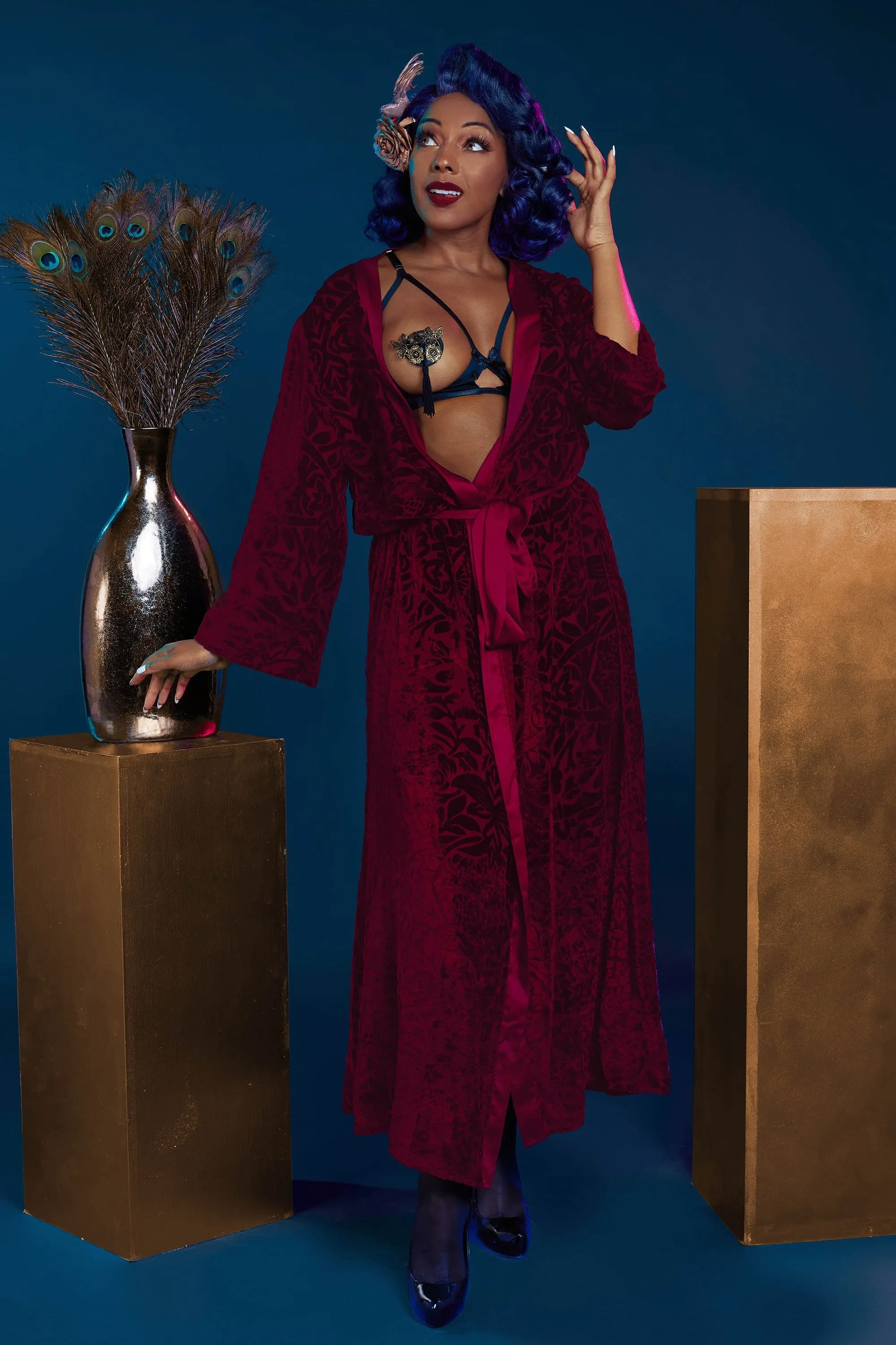 Wine Devore Gown