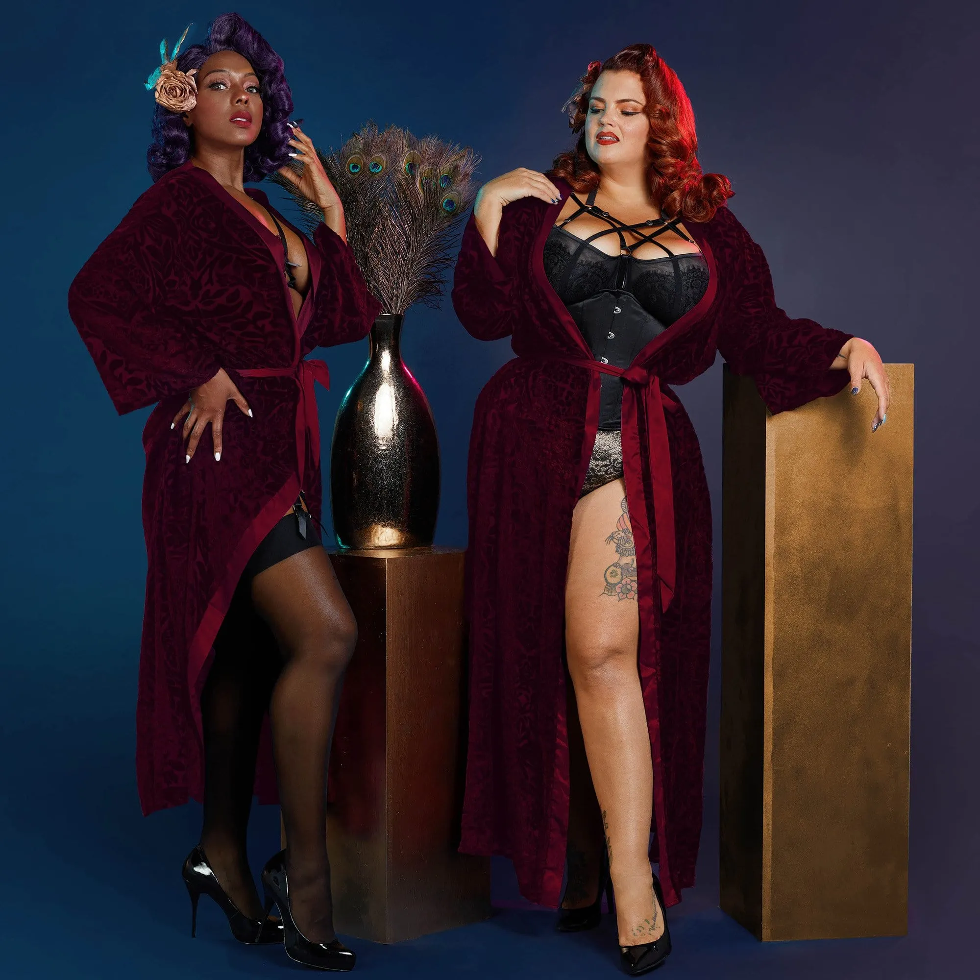 Wine Devore Gown