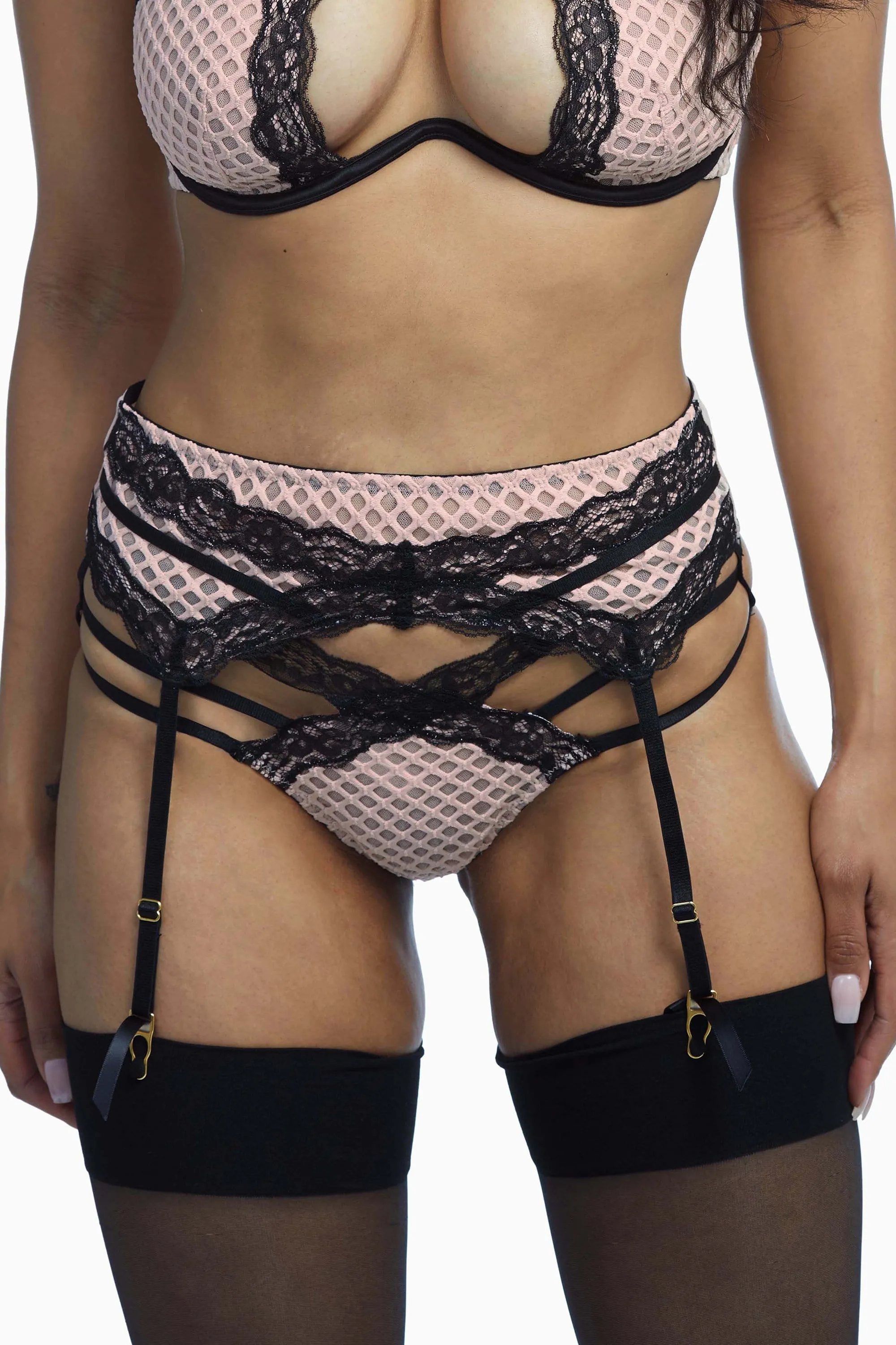 Wolf & Whistle Danica Fishnet and Lace Suspender